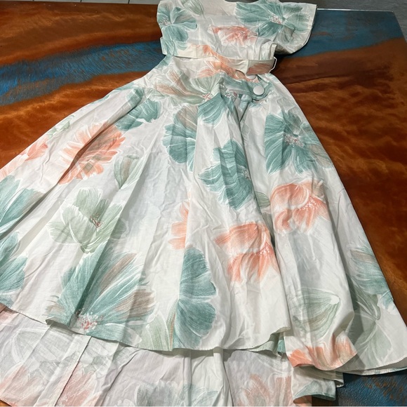 Vintage Pastel Floral Watercolor Shirt Waist belted dress size 3 Jodi Michaels - Picture 4 of 14